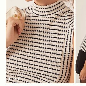 Maeve by Anthropologie Textured Stripe Mock Neck Tee